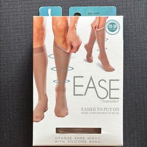 EASE Opaque Knee Highs with Silicone Band - Tan 20-30 mmHg NEW short length